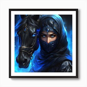 Muslim Woman With Horse Art Print