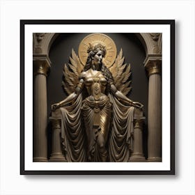 Greek Goddess In Black And Gold Art Print. Generated with AI, Art Style_Imagine V4, Negative Promt_no unpopular themes, CFG Scale_8.5, Step Scale_50. Art Print