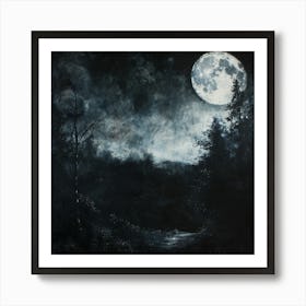 Full Moon In The Forest 1 Art Print