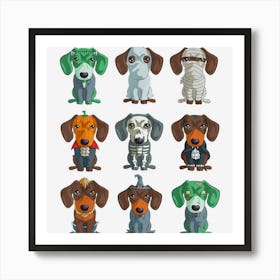 Cute Dachshund Halloweiner Funny Halloween Dogs Lover Art Print