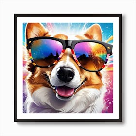 Corgi In Sunglasses 71 Art Print