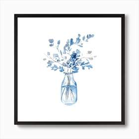 Watercolor Blue Floral 5 Art Print