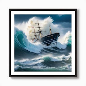 Ship In The Storm Art Print