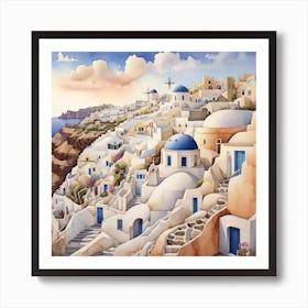 Oia, Santorini city art print 1 Art Print