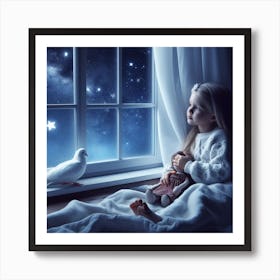 The Girl And The Dove Art Print