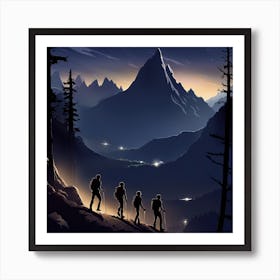 Mountaineering At Night Poster