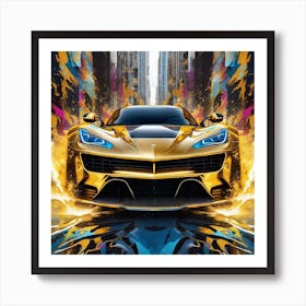 Golden Corvette Art Print