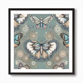 Seamless Pattern With Butterflies 1 Art Print