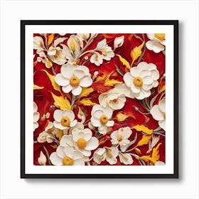 Red and white and yellow 1 Art Print