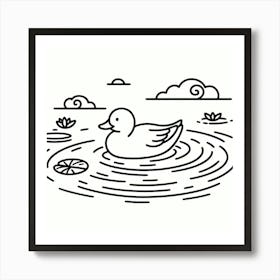 Line Art duck 1 Art Print