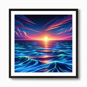 Sunset Over The Ocean Art Print