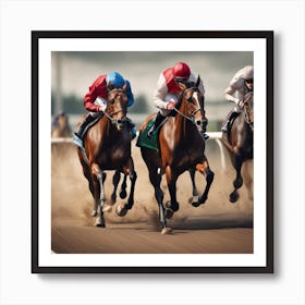 Jockeys Racing In The Race 1 Art Print