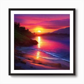 Sunset On The Beach 122 Art Print