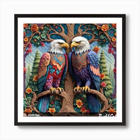 Eagles In The Tree Art Print