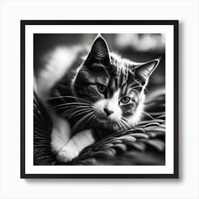 Black And White Cat 14 Art Print