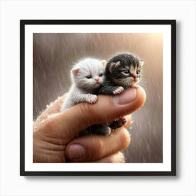 Little Kittens In The Rain Art Print