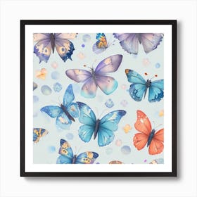 Leonardo Creative Butterflies Watercolor Vector White Backgrou 3 Art Print
