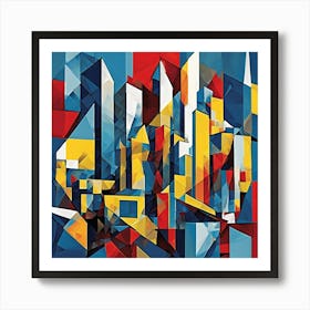 Modern Skyscrapers Fragmented Cubism Style Art Print