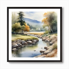 Watercolor Of A River 9 Art Print