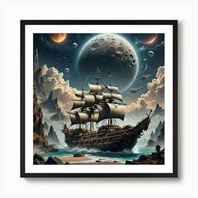 Ship In Space Art Print