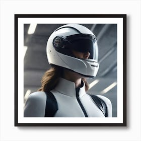 Create A Cinematic Apple Commercial Showcasing The Futuristic And Technologically Advanced World Of The Woman In The Hightech Helmet, Highlighting The Cuttingedge Innovations And Sleek Design Of The Helmet An (5) Art Print