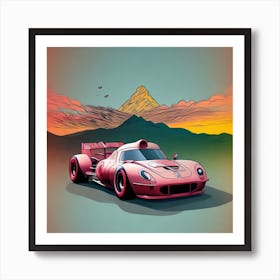 Pink Racing Car Art Print