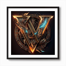 V Steampunk Letter Art Print