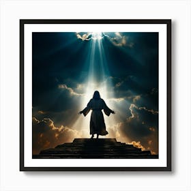 Jesus Walking On The Steps Art Print