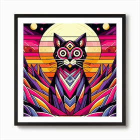 Spindle Low Poly Cat Art Print