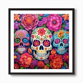 Day Of The Dead Skulls 25 Art Print