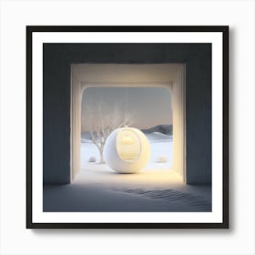 White Ball In The Snow Art Print