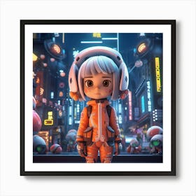 Anime Girl In A City Art Print