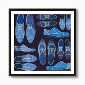 Blue Brogue Shoes Dark Art Print