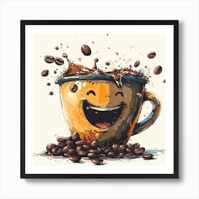 Coffee Cup With Smiley Face Art Print