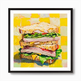 Club Sandwich Yellow Checkerboard 1 Art Print