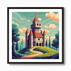 Pixel Art Medieval Castle Poster Art Print