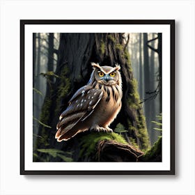 Owl In The Forest 15 Art Print