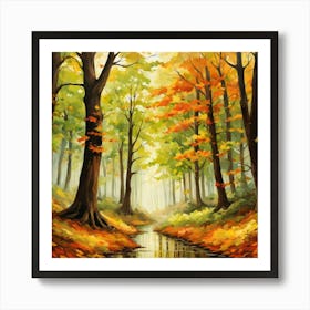 Forest In Autumn In Minimalist Style Square Composition 332 Art Print