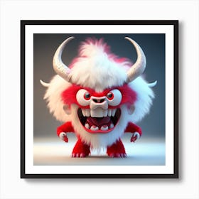 Red And White Horned Monster 1 Art Print