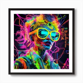 Neon Girl 3 Art Print