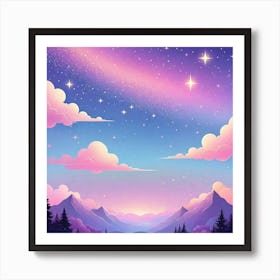 Sky With Twinkling Stars In Pastel Colors Square Composition 201 Art Print