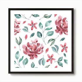 Minimalist Blooming Floral Pattern Art Art Print
