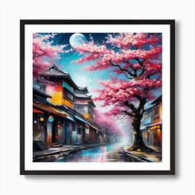 Cherry Blossom Street Art Print