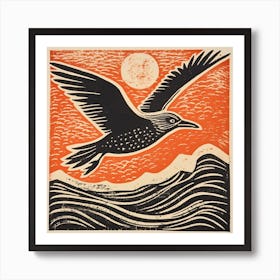 Retro Bird Lithograph Seagull 3 Art Print