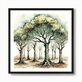 Watercolor Trees Art Print