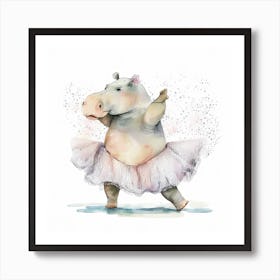 Ballerina Hippo Art Print