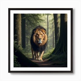 Lion In The Forest 1 Art Print