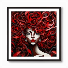 Abstract Woman With Red Hair Art Print