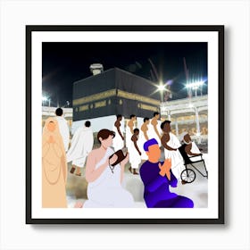 People Praying At The Kaaba Art Print