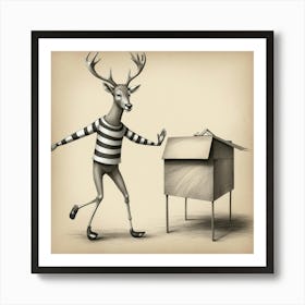 Deer In A Box 2 Art Print